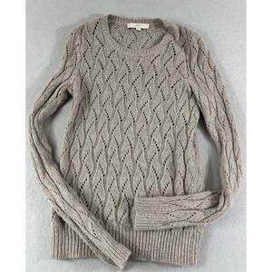 Ann Taylor Loft Angora Blend Wool Cotton Open Knit Pointelle Sweater Women's Med